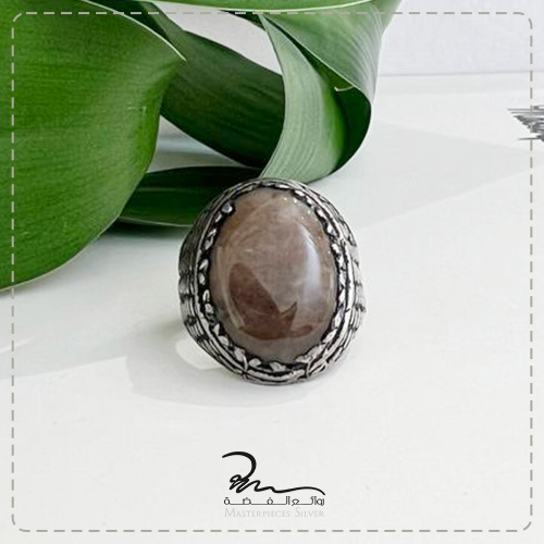 خاتم عقيق رجالي وفضة خالص
