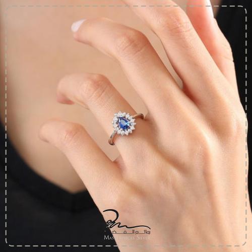 خاتم فضة نسائي احجار كريمة