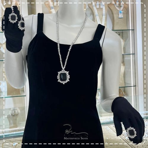 طقم حريمي فضة ناعم سلسلة