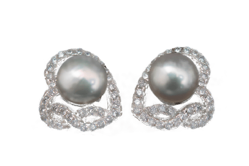 حلق فضة بتصميم الألماس مع الولو