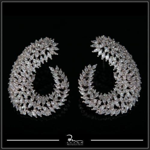 حلق سهرات فضة بتصميم الألماس