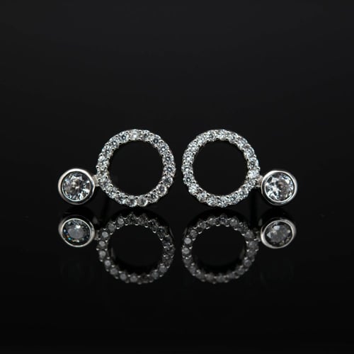 حلق فضة تصميم الألماس