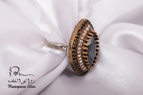 نصف طقم فضة تركي بزركون اسود