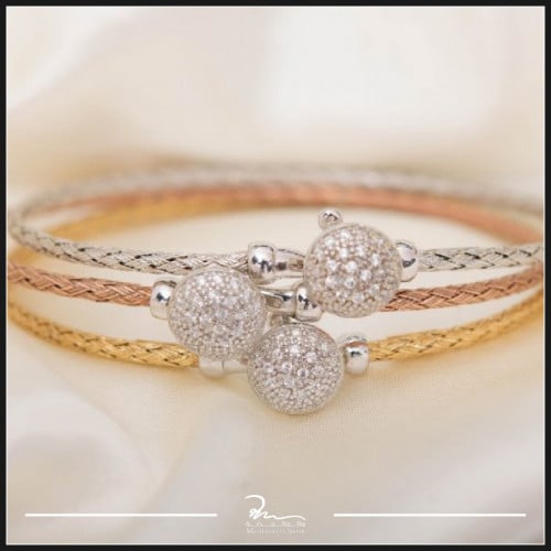 اساور فضة حريمي ايطالية مع احجار الزركون بثلاث الو...