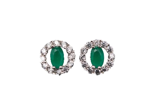 حلق فضة حريمي فخم بحجر الزمرد تصميم الألماس