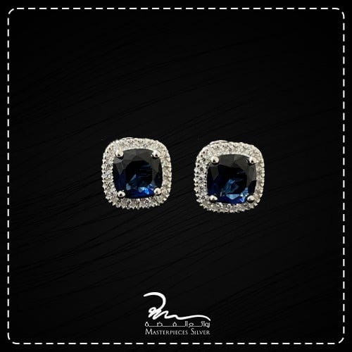 حلق فضة صغير مرصع بالزركون الامع