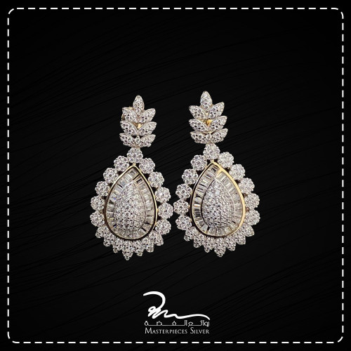 حلقان فضة وذهبي فخمة نسائية للسهرات السعودية