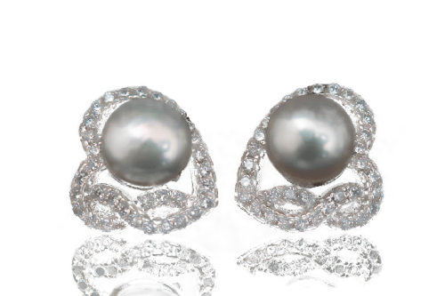 حلق فضة بتصميم الألماس مع الولو