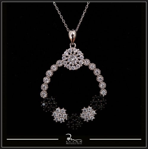 تعليقة فضة بمزيج من حجر الزركون الأبيض والأسود الأ...