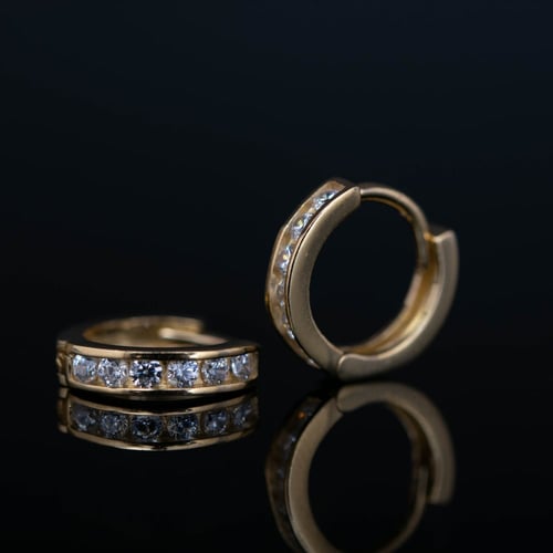 حلق فضة كوري الصنع بطلاء الذهب