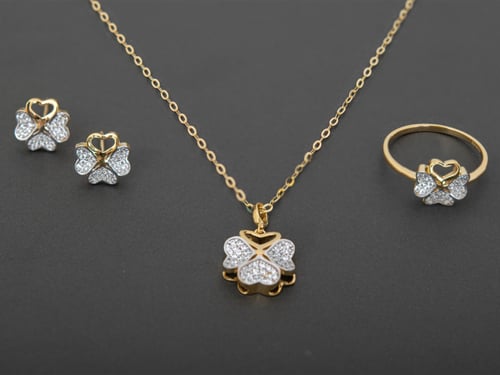 طقم فضة كوري الصنع بطلاء الذهب يجمع بين الون الفضي...