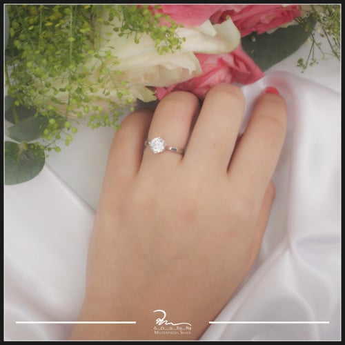 خاتم سوليتير فضة مميز