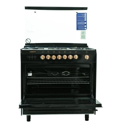 فرن غاز رسلان 5 عيون 60*90 سطح استيل جوانب اسود