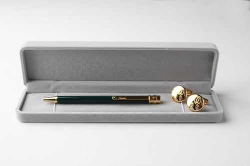 قلم كارتير اخضر وذهبي نحيف