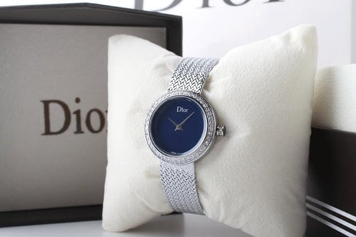 ساعة ديور سلفر بمينا ازرق