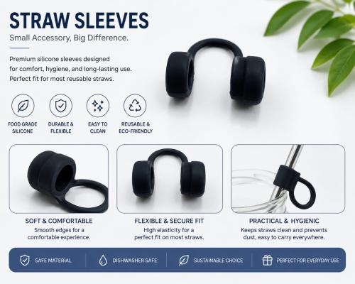 1pc Straw Sleeves قطعة واحدة من غطاء ماصة الكوب ال...