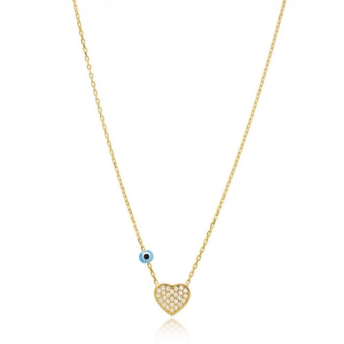 سلسال مع تعليقة القلب المرصع بأحجار الزركون وعقدة...