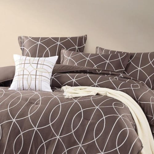 طقم متكامل ليز الفاخر بنقشة هندسية 5 قطع