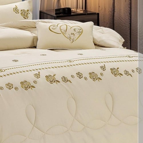 مفرش قطن 100% مطرز وردة 7 قطع - 2