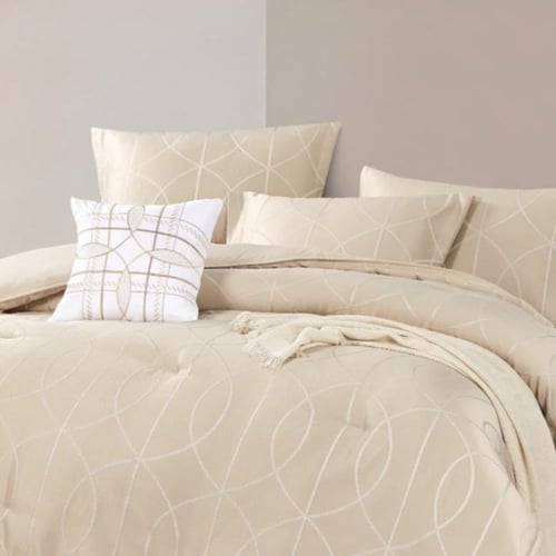 طقم متكامل ليز الفاخر بنقشة هندسية 7 قطع