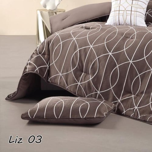 طقم متكامل ليز الفاخر بنقشة هندسية 5 قطع