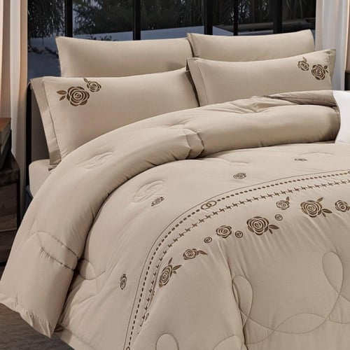 مفرش قطن 100% مطرز وردة 7 قطع - 3