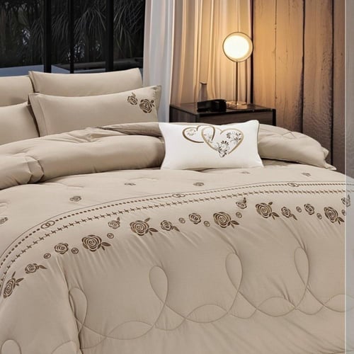 مفرش قطن 100% مطرز وردة 7 قطع - 3