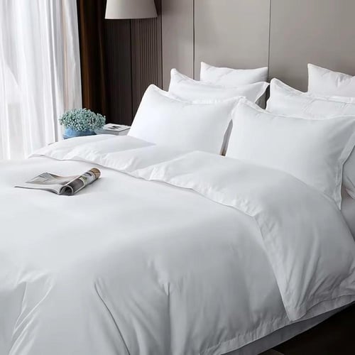 تلبيس لحاف فندقي نفرين أبيض 1 قطعة قطن 100 ٪
