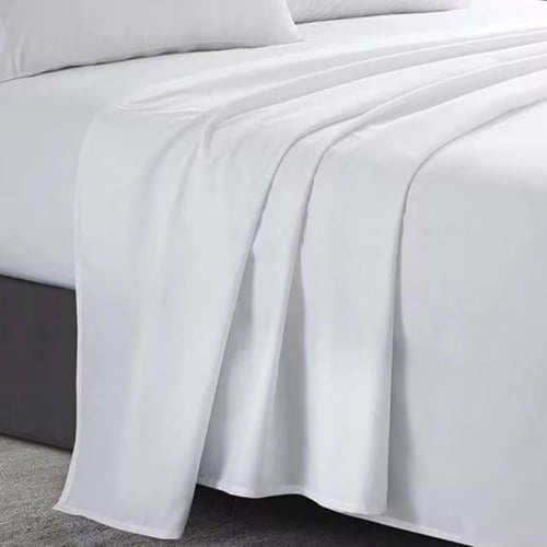 شرشف فندقي أبيض 140*200 مطاط فندقي قطن 50%