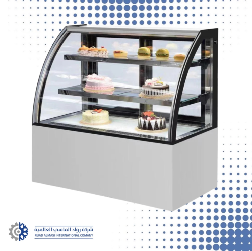 ثلاجة عرض حلويات 180سم 3 ارفف زجاج مقوس