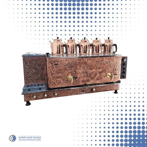 سماور شاي نحاسي 5 ابريق غاز وكهرباء تركي من ماكفيت