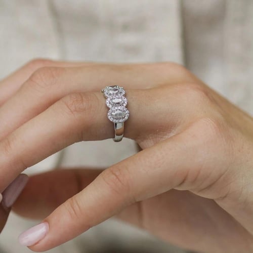 خاتم فضة نسائي عيار 925 مرصع بالزركون السويسري