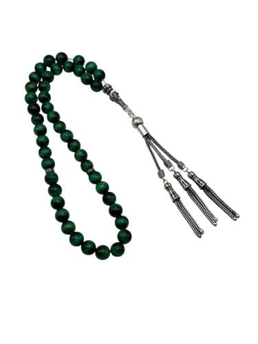 سبحة حجر ملاكيت بالفضة