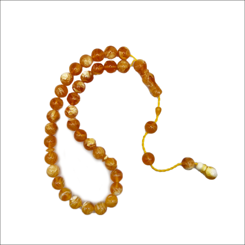 سبحة تراب كهرمان بولندي دائري برتقالي معرق 12م تتك...