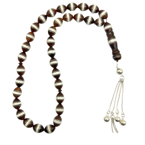 سبحة خشب كوك ديلوكس مع فضة وعاج