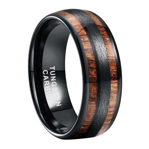 خاتم زواج رجالي اسود وخشبي