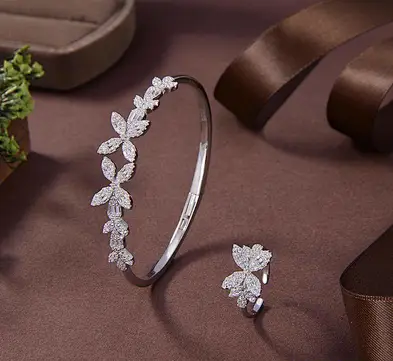 طقم اسواره وخاتم فضة نسائي عيار 925