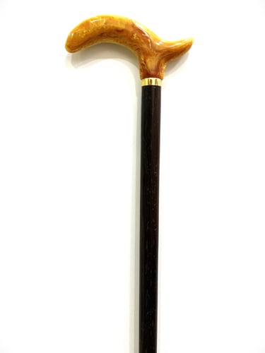 عصا عكاز خشب الإبانوس بشكل رأس طولي