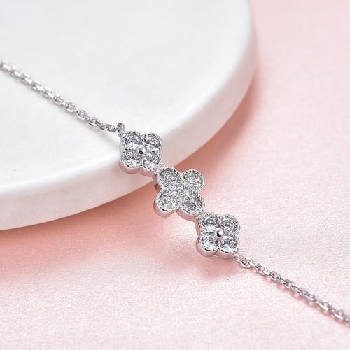 أسوارة فضة عيار 925 مرصعة بالزركون الابيض قص الالم...