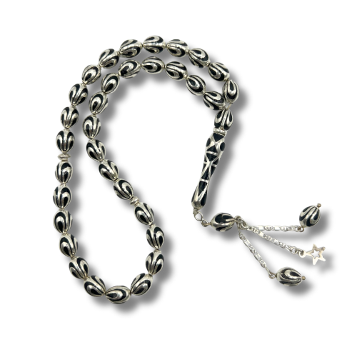 سبحة قفص فضي لون كحلي