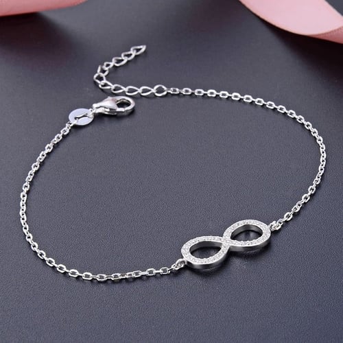 اسوارة فضة عيار 925 أبيض مرصعة بالزركون