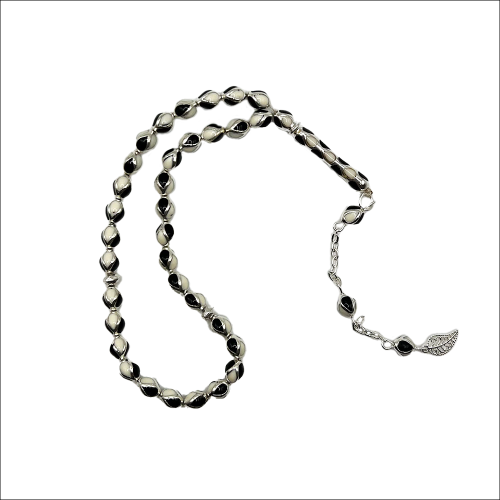 سبحة قفص فضة مع حجر اونكس وعاج 8م مكونة من 33 حبة...