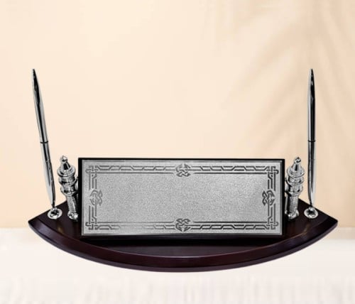 لوحة مكتب لف خشبية عمودين فضي