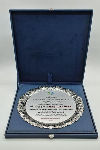 درع جلد إيطالي كحلي كبير مع برواز دائري فضي