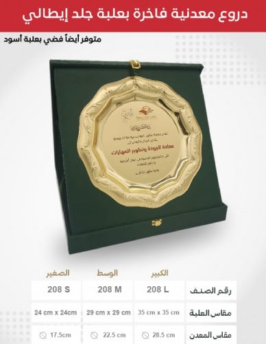 درع صحن معدني فاخر بعلبة جلد ايطالي