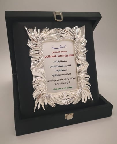 درع فاخر مصنع من الرزين مطلي فضة