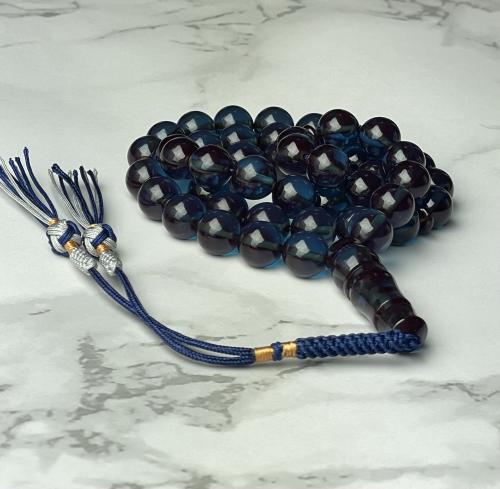 Blue saffron prayer beads