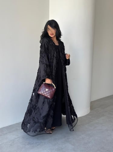 عباية قماش تول شرايط مبطن