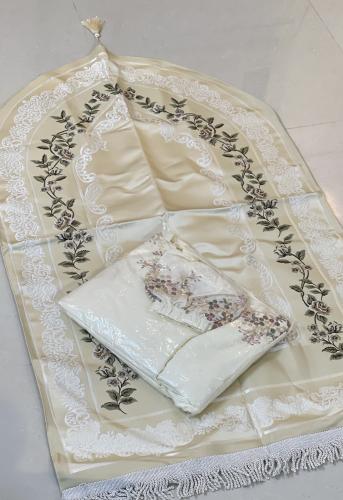 سجاد تركي مبطن + شرشف صلاة مطرز مردقماش ناعم بودره...