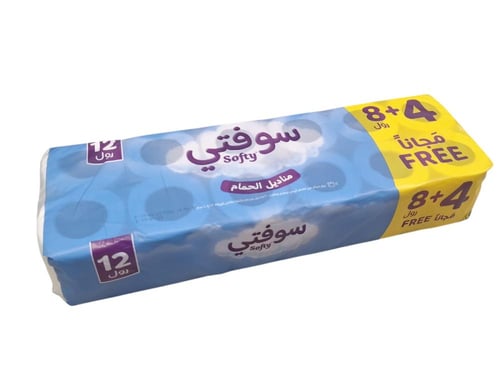 سوفتي | حزمة رول مناديل حمام مزدوج | 8 شدات × 12 ر...